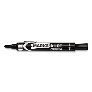 Avery® Marks A Lot Large Desk-style Permanent Marker With Metal Pocket Clip, Broad Bullet Tip, Black, Dozen (24878) freeshipping - TVN Wholesale